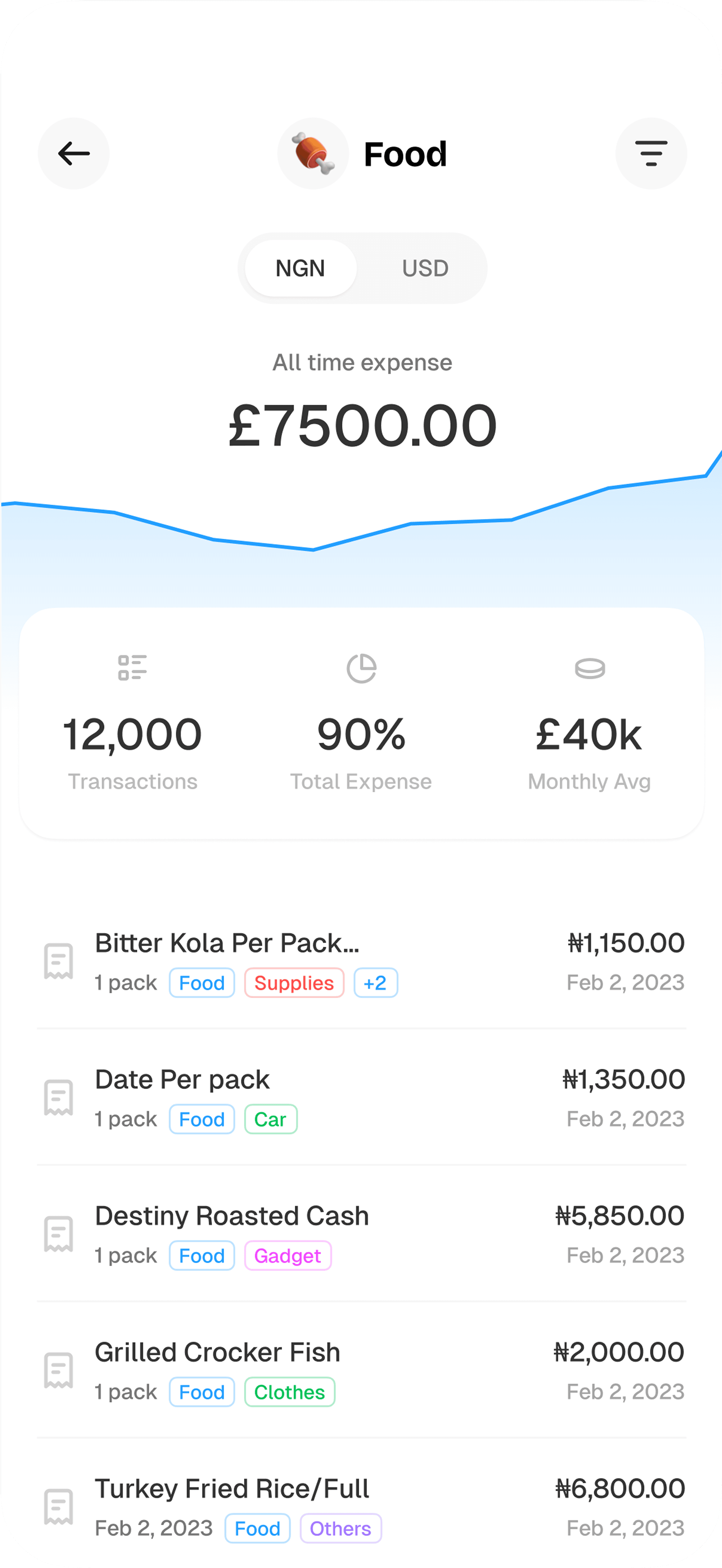 Detailed financial insights and expense patterns